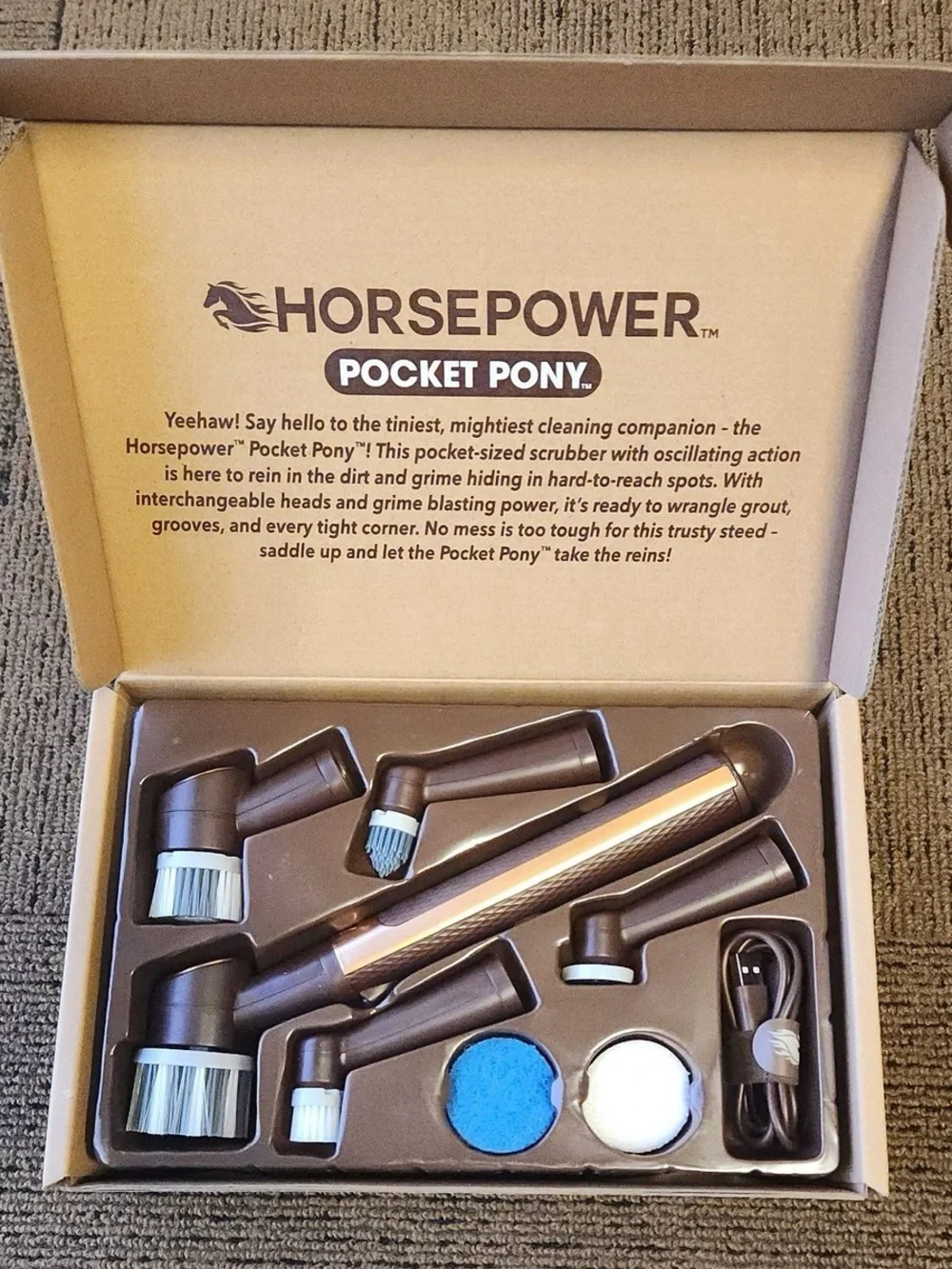 Pocket Pony Power Scrubber Brush - Brown